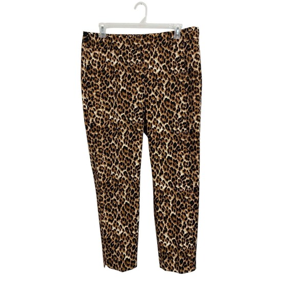 Talbots Chatham Leopard Print Slim Leg Ankle Pants Shirt Size 16 Browns New - Picture 1 of 5
